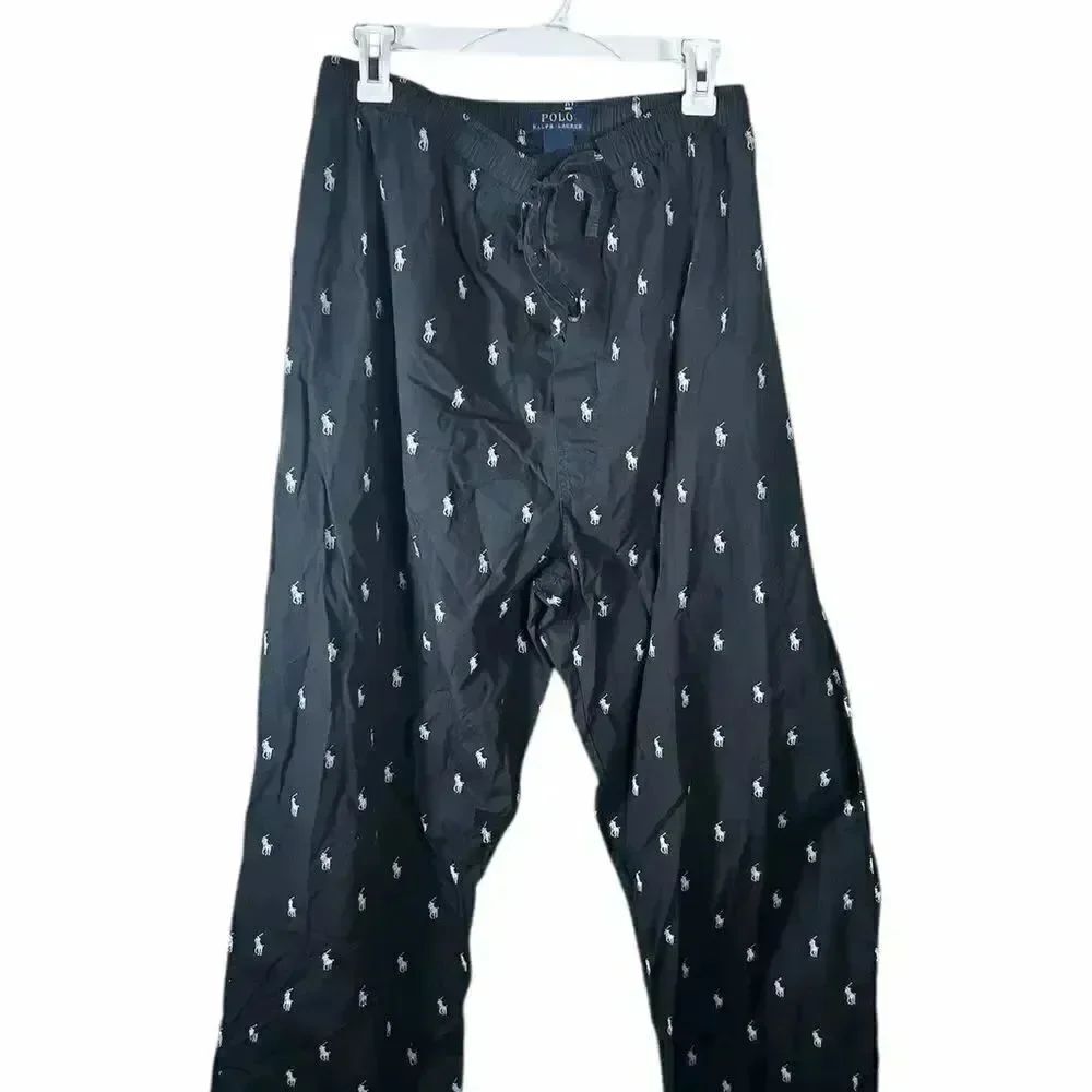 Polo by Ralph Lauren Black Joggers with White Logo Pattern